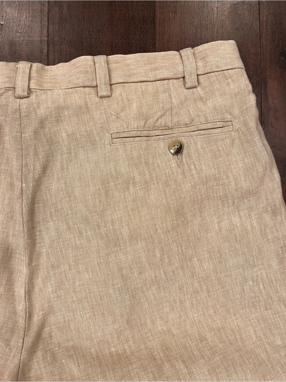 Jos. A. Bank Mens 38x32 Khaki 100% Linen Pleated Traveler's Collection Pants